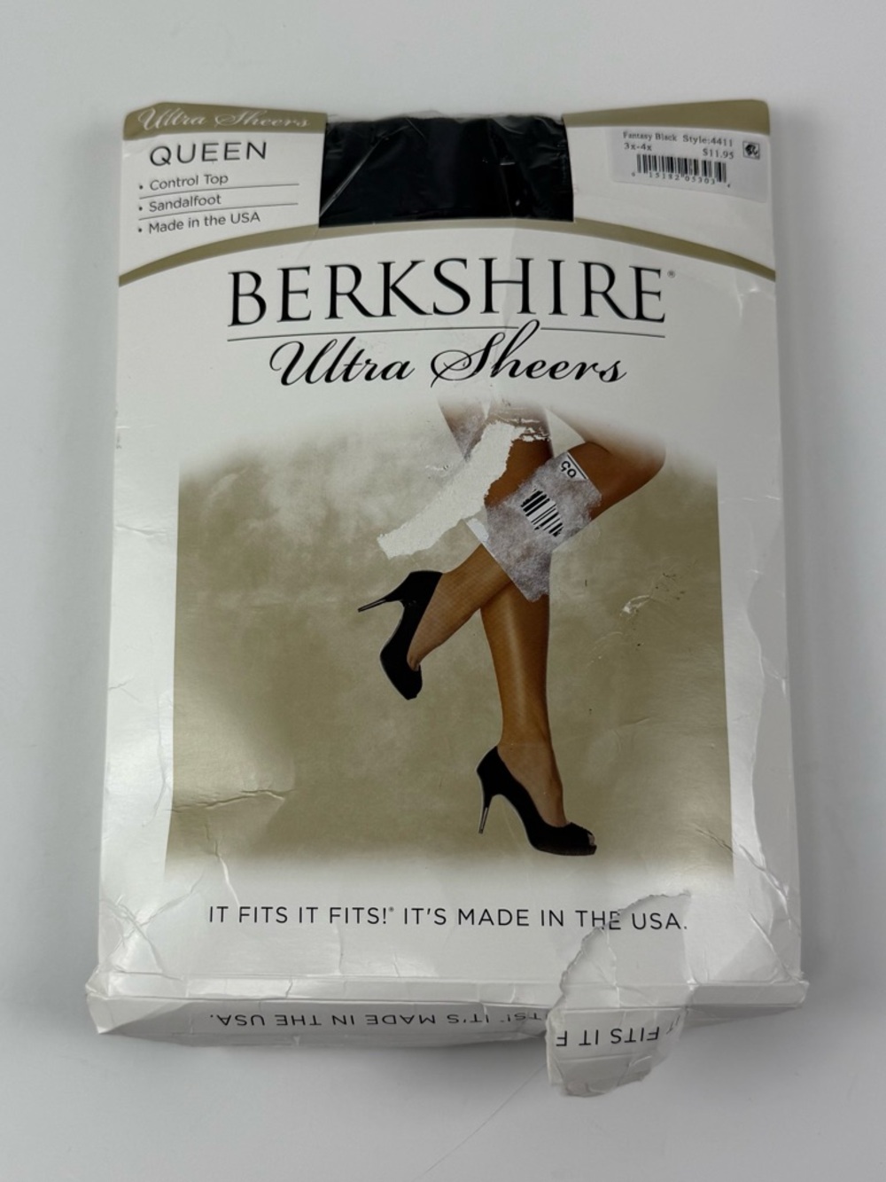 Berkshire Ultra Sheers Fantasy Black 1 Pair Queen 3X 4X NEW Open Package